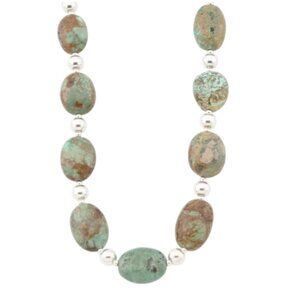 SHIVAM Made In India Sterling Silver And Turquoise Beaded Necklace